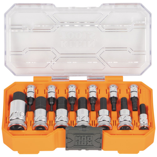 Klein Tools 65213HEX Knurled Hex Bit Socket Set, SAE, 13-pc