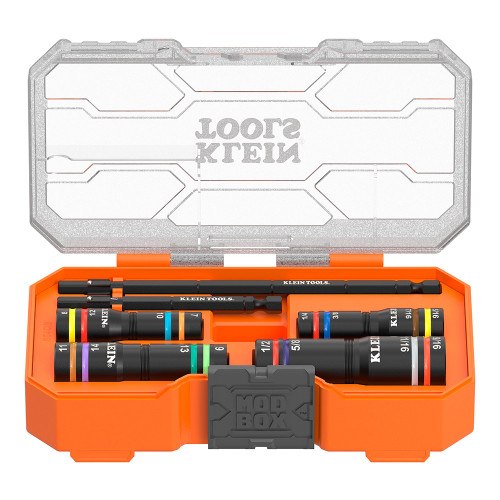 Klein Tools 654QS KNECT Quad-16 Heavy-Duty Impact Flip Sockets, SAE and Metric, 6-Piece