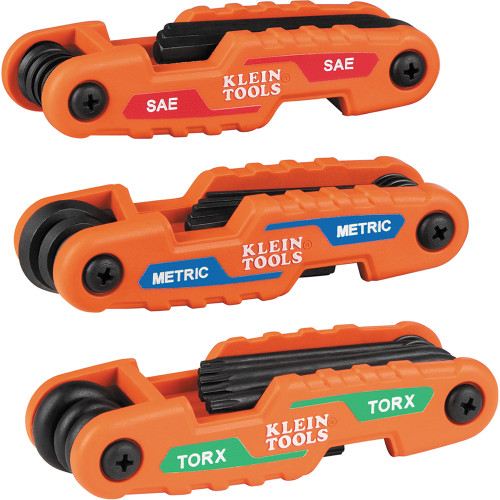 Klein Tools 70553 Pro Folding Hex Key Set, 31-Key, SAE, Metric, TORX Sizes, 3-Piece