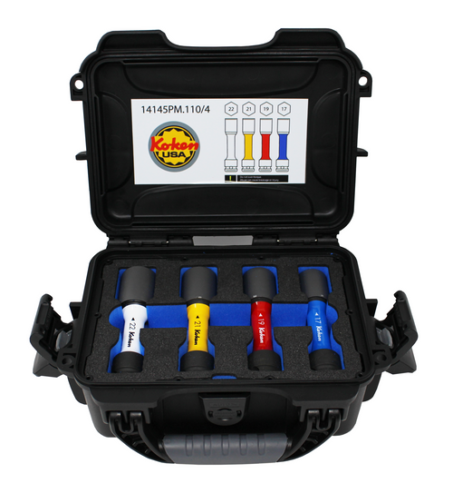 Ko-ken KB-14145PM.110/4 1/2" Sq.Dr Wheel Nut Socket Set In Hard Case, 4 Piece