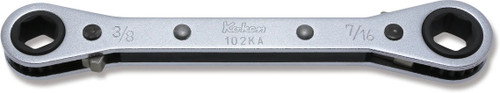 Ko-ken 102KA-3/8X7/16 Ratcheting Ring Wrench 3/8x7/16 6 point Length 141mm Reversible