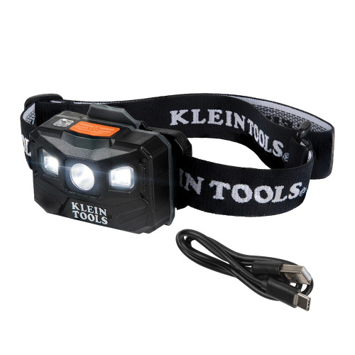 Klein Tools 56048 Rechargeable Headlamp with Fabric Strap, 400 Lumens, All-Day Runtime