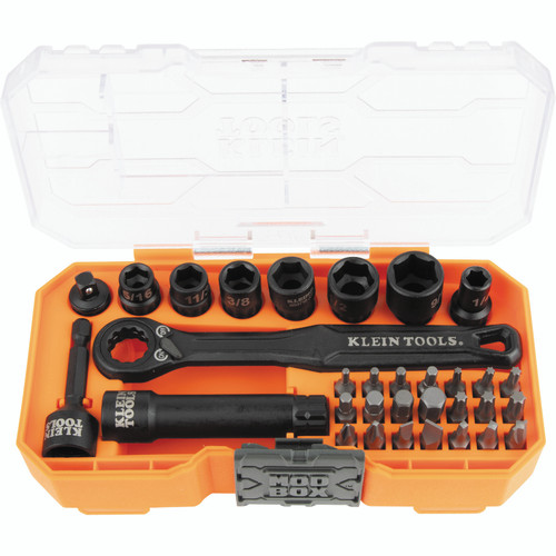 Klein Tools 65300 KNECT 1/4-Inch Drive Impact-Rated Pass Through Socket Set, 32-Piece