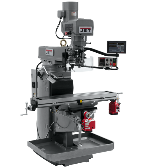 JET JT9-690223 JTM-1050EVS2/230 Mill With 3-Axis Newall NMS800 DRO (Knee), X & Z-Axis Powerfeeds