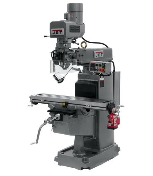 JET JT9-690606 JTM-1050EVS2/230 Mill With 3-Axis Acu-Rite 203 DRO (Q) With X, Y and Z-Axis Powerfeeds and Air P