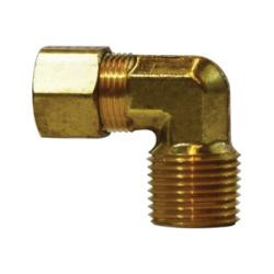 Midland Metal 18224VS Male Elbow with Thread Sealant, 1/4-in Compression x 1/8-in Male NPTF, Brass