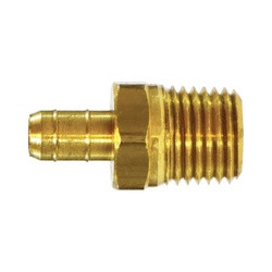 ANDERSON METALS 07068-0204P Double Mini Barb Male Adapter, 1/4-in Double Mini Barb x 1/4-in Male NPTF, Brass