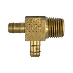 ANDERSON METALS 07071-0404 Single Mini Barb Male Run Tee, 1/4-in Mini Barb x 1/4-in Male NPTF x 1/4-in Mini Barb, Brass