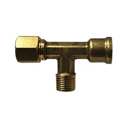 ANDERSON METALS 700075-040202 Tee, 1/4-in Compression x 1/8-in Female NPTF x 1/8-in Male NPTF, Lead-Free Brass