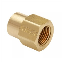 MID-AMERICA FITTINGS 23312X8 SAE Pattern Reducing Pipe Coupling, 3/4-in Female NPTF x 1/2-in Female NPTF, Brass