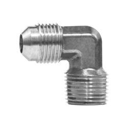 Midland Metal 10294N 90-deg Male Elbow, 3/8-in Male Flared x 1/4-in Male NPTF, Brass, Nickel-Plated