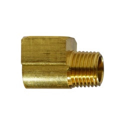 Midland Metal P-310-2-EXT 90-deg Extruded Street Elbow, 1/8-in Female NPTF x 1/8-in Male NPTF, Brass