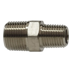 Midland Metal 28220LN Light Pattern Reducing Hex Pipe Nipple, 1/4-in Male NPTF x 1/8-in Male NPTF, Nickel-Plated Brass