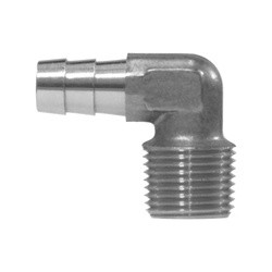 Midland Metal 32039NP 90-deg Male Elbow, 1/4-in Hose Barb x 1/4-in Male NPTF, Nickel-Plated Brass