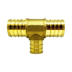 Midland Metal 35050 Reducing Tee, 3/4-in PEX x 3/4-in PEX x 1-in PEX, Lead-Free Brass