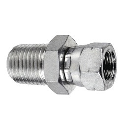 Midland Metal 7034-04-04 Swivel Adapter, 1/4-in Male NPTF x 1/4-in Female BSPP Swivel, Steel