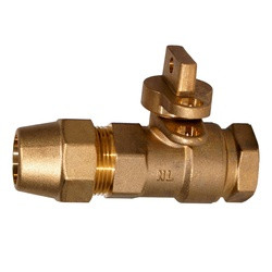 Midland Metal 970263 Curb Stop Ball Valve, 3/4-in Nominal, FIP x CTS, Lead-Free Bronze
