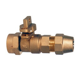 Midland Metal 970268 Curb Stop Ball Valve, 1-in Nominal, CTS x Meter Nut, Lead-Free Bronze