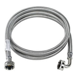Midland Metal P-72CWH-12FG-3/8-EL Washing Machine Connector with Elbow Fitting, 72 in L, Stainless Steel Braid