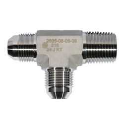 STAINLESS ADAPTERS SS2605-20-20-20 Male Run Tee, 1-1/4-in Male JIC x 1-1/4-in Male NPTF x 1-1/4-in Male JIC, Stainless Steel