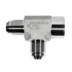 STAINLESS ADAPTERS SS2606-06-06-06 Female Run Tee, 3/8-in Male JIC x 3/8-in Female NPTF x 3/8-in Male JIC, Stainless Steel