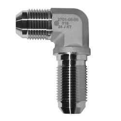 STAINLESS ADAPTERS SS2701-16-16 Bulkhead Union 90-deg Elbow, 1-in Male JIC x 1-in Male JIC, Stainless Steel