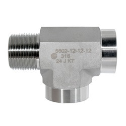 STAINLESS ADAPTERS SS5602-06-06-06 Male Pipe Run Tee, 3/8-in Male NPTF x 3/8-in Female NPTF x 3/8-in Female NPTF, 316 Stainless Steel