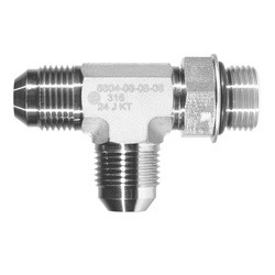 STAINLESS ADAPTERS SS6804-08-08-08 Run Tee, 1/2-in Male JIC x 1/2-in Male Adjustable O-Ring Boss x 1/2-in Male JIC, Stainless Steel