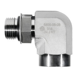 STAINLESS ADAPTERS SS6805-08-08 90-deg Elbow, 1/2-in Male Adjustable O-Ring Boss x 1/2-in Female NPTF, Stainless Steel
