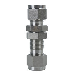 Midland Metal Mid-Lok SSC270066 Bulkhead Union with Nut, 3/8-in Tube x 3/8-in Tube, Stainless Steel