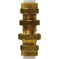 Midland Metal 02683-06 Bulkhead Tank Union, 3/8 in Flareless x 3/8 in Flareless, Brass