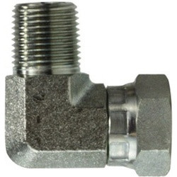 Midland Metal 150168 90-deg Swivel Elbow, 3/8-in Male NPTF x 1/2-in Female NPSM Swivel, Steel