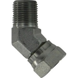 Midland Metal 150324 Swivel Adapter 45-deg Elbow, 1/8-in Male NPTF x 1/4-in Female NPSM Swivel, Steel