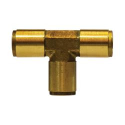 Midland Metal 20028A Union Tee, 1/4-in Push-to-Connect x 1/4-in Push-to-Connect x 1/4-in Push-to-Connect, Brass