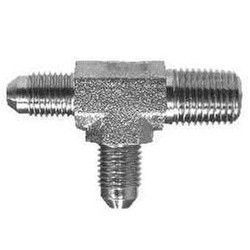 Midland Metal 260586 Male Run Tee, 1/2-in Male JIC x 3/8-in Male NPTF x 1/2-in Male JIC, Steel