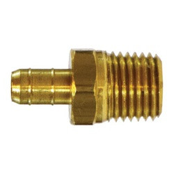 Midland Metal 11855 Double Mini Barb Male Adapter, 1/2-in Double Mini Barb x 3/8-in Male NPTF, Brass