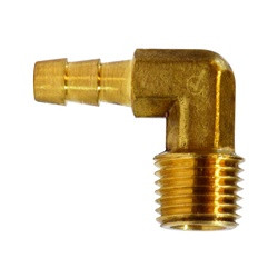 ANDERSON METALS 707020-0402 90-deg Male Elbow, 1/4-in Hose Barb x 1/8-in Male NPTF, Lead-Free Brass