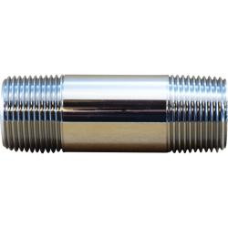 Midland Metal 41030 Nipple, 1/4 in MPT x 1/4 in MPT, 6 in, Brass, Chrome-Plated
