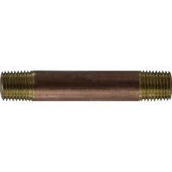 Midland Metal 42030 Nipple, 1/4 in MPT x 1/4 in MPT, 6 in, Brass