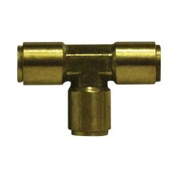 Midland Metal 64060604 Tee, 3/8-in Push-to-Connect x 3/8-in Push-to-Connect x 1/4-in Push-to-Connect, Brass
