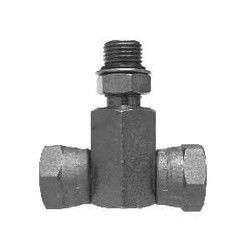 Midland Metal 6911NWO44 Branch Tee, 1/4-in Male Adjustable O-Ring Boss x 1/4-in Female NPSM Swivel x 1/4-in Female NPSM Swivel, Steel