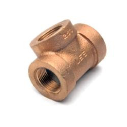 Midland Metal 82106-121208 Pipe Tee, 3/4 in FPT x 3/4 in FPT x 1/2 in FPT, Bronze