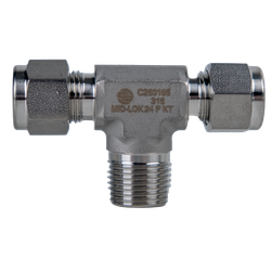 Midland Metal Mid-Lok Mid-Lok SSC260188 Male Branch Tee, 1/2-in Tube x 1/2-in Tube x 1/2-in Male NPT, Stainless Steel