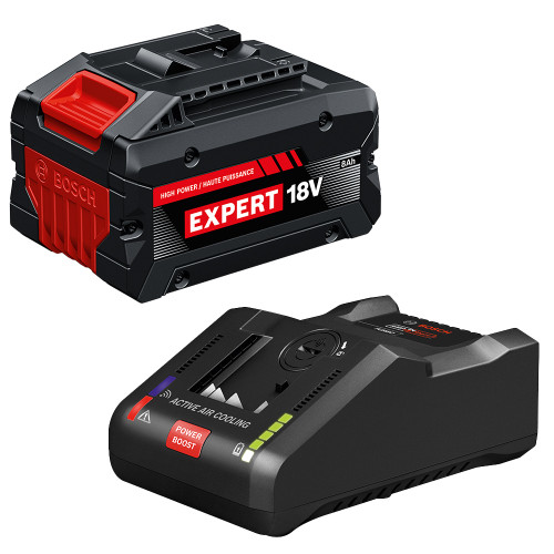 Bosch GXS18V-27N18X 18V Starter Kit with (1) Expert 8 Ah and (1) 18V 16 Amp Battery Turbo Charger