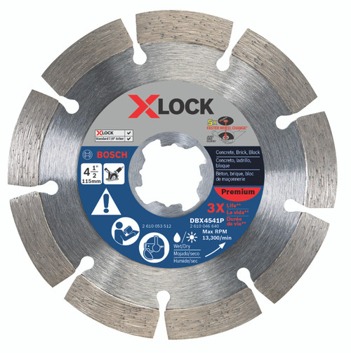 Bosch DBX4541P 4-1/2 In. X-LOCK Premium Segmented Rim Diamond Blade