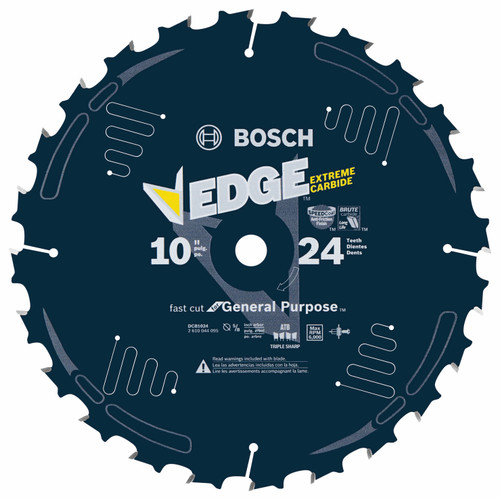 Bosch DCB1024 10 In. 24 Tooth Edge Circular Saw Blade for Fast Cuts