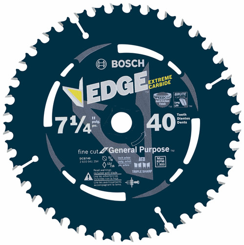 Bosch DCB740 7-1/4 In. 40 Tooth Edge Circular Saw Blade for Fine Finish