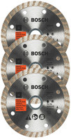 Bosch DB442SB3 3 pc. 4 In. Standard Turbo Rim Diamond Blades for Smooth Cuts