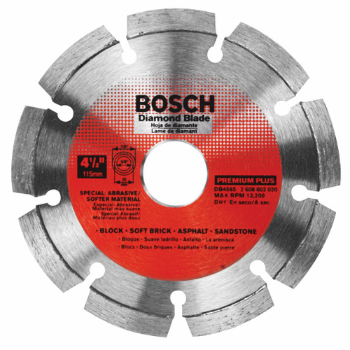 Bosch DB4565 4-1/2 In. Premium Plus Segmented Rim Diamond Blade for Soft Materials