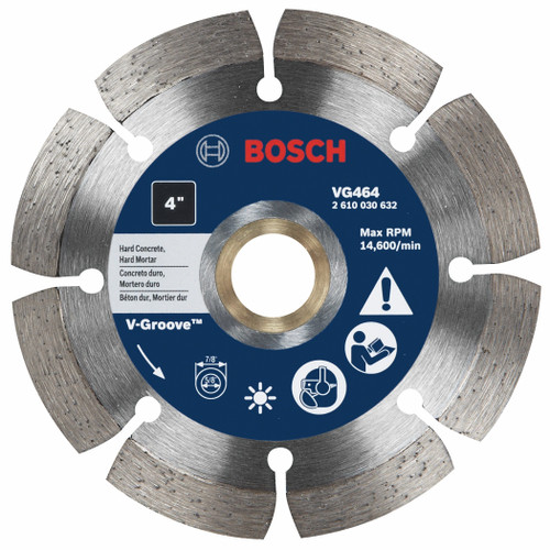 Bosch VG464 4 In. Segmented Rim V-Groove Diamond Blade for Hard Material